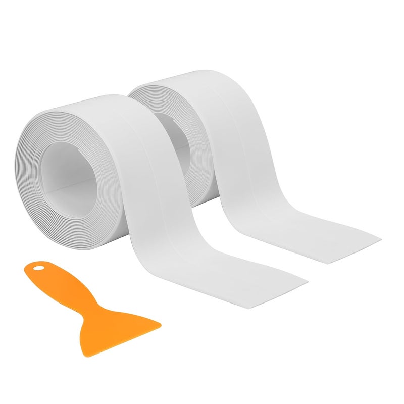 SICCOMA Caulk Tape 2 Rolls Self Adhesive Waterproof White Sink Caulking Sealant Tape, Bathroom Caulk Strip for Bathtub, Toilet, Countertop, Sink, Shower, Backsplash (White,1.5" x10.5Ft) - Image 1